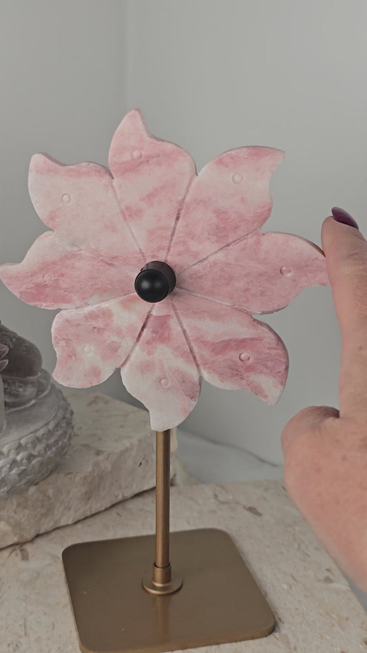 Pink Opal Spinning Pin Wheel