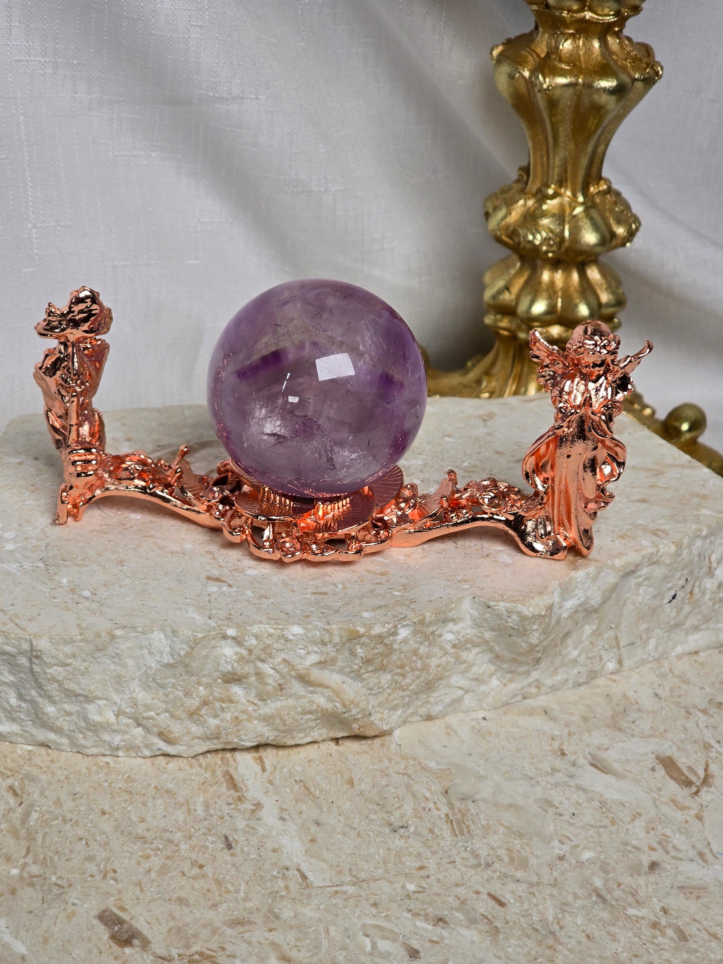 Rose Gold Angel & Face Sphere stand