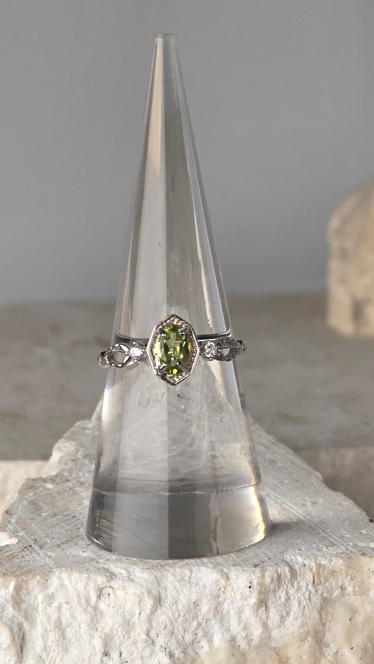 Peridot Sterling Silver Ring adjustable band
