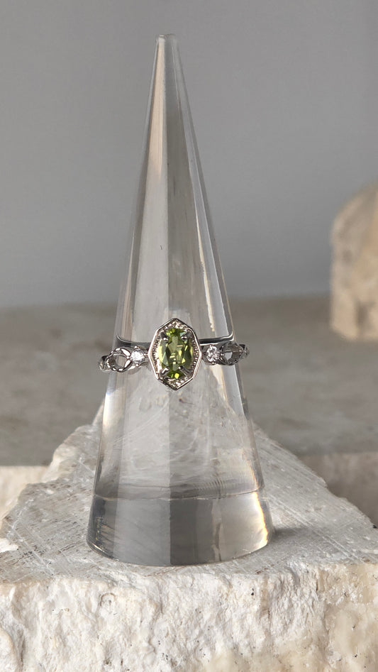 Peridot Sterling Silver Ring adjustable band