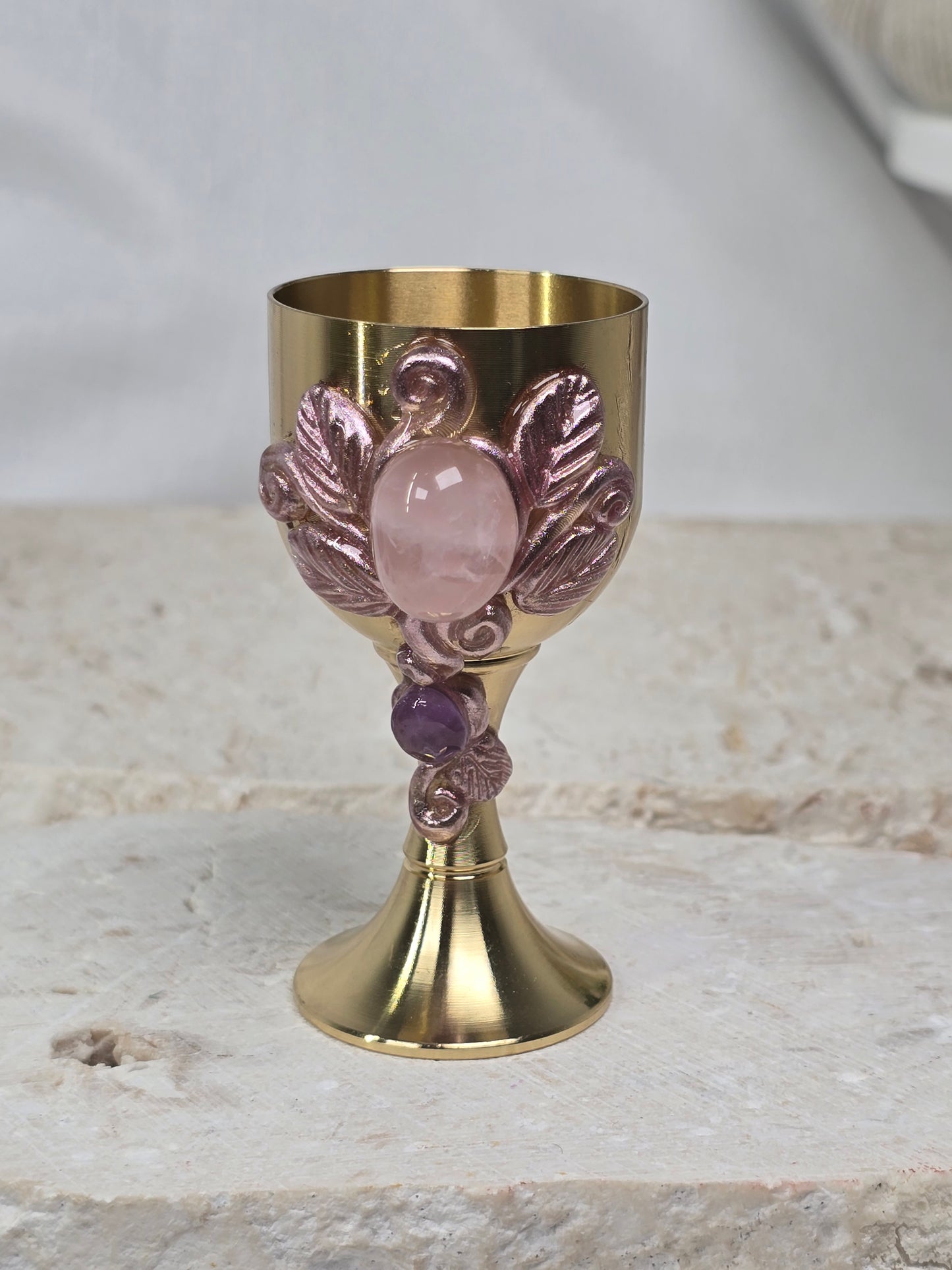 Rose Quartz & Amethyst embellished Altar Chalice