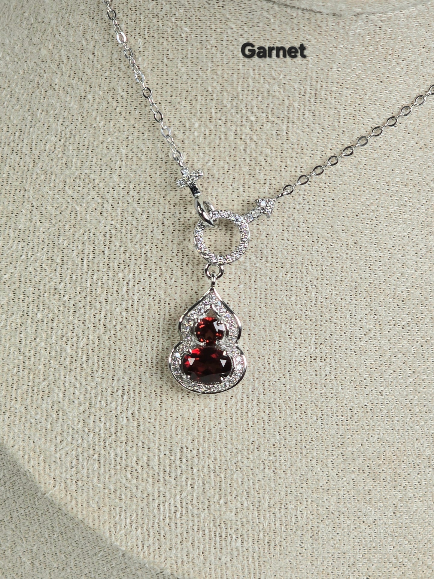 Garnet Lucky Gourd Necklace