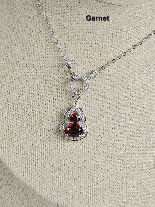 Garnet Lucky Gourd Necklace