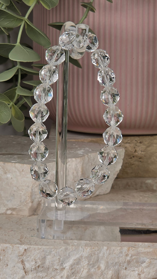 Gem grade faceted Clear Quartz 8mm Bracelet
