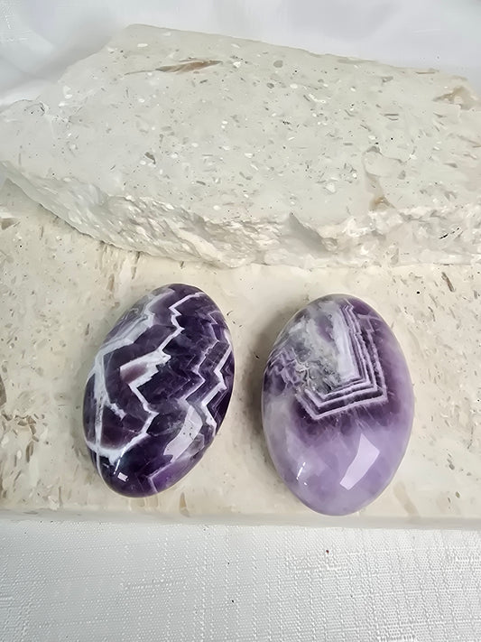 Chevron Amethyst Palm Stones