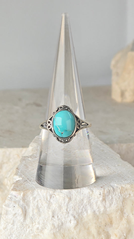 Turquoise Sterling Silver Ring adjustable band