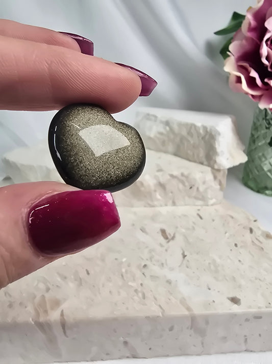 Gold Sheen Obsidian Heart