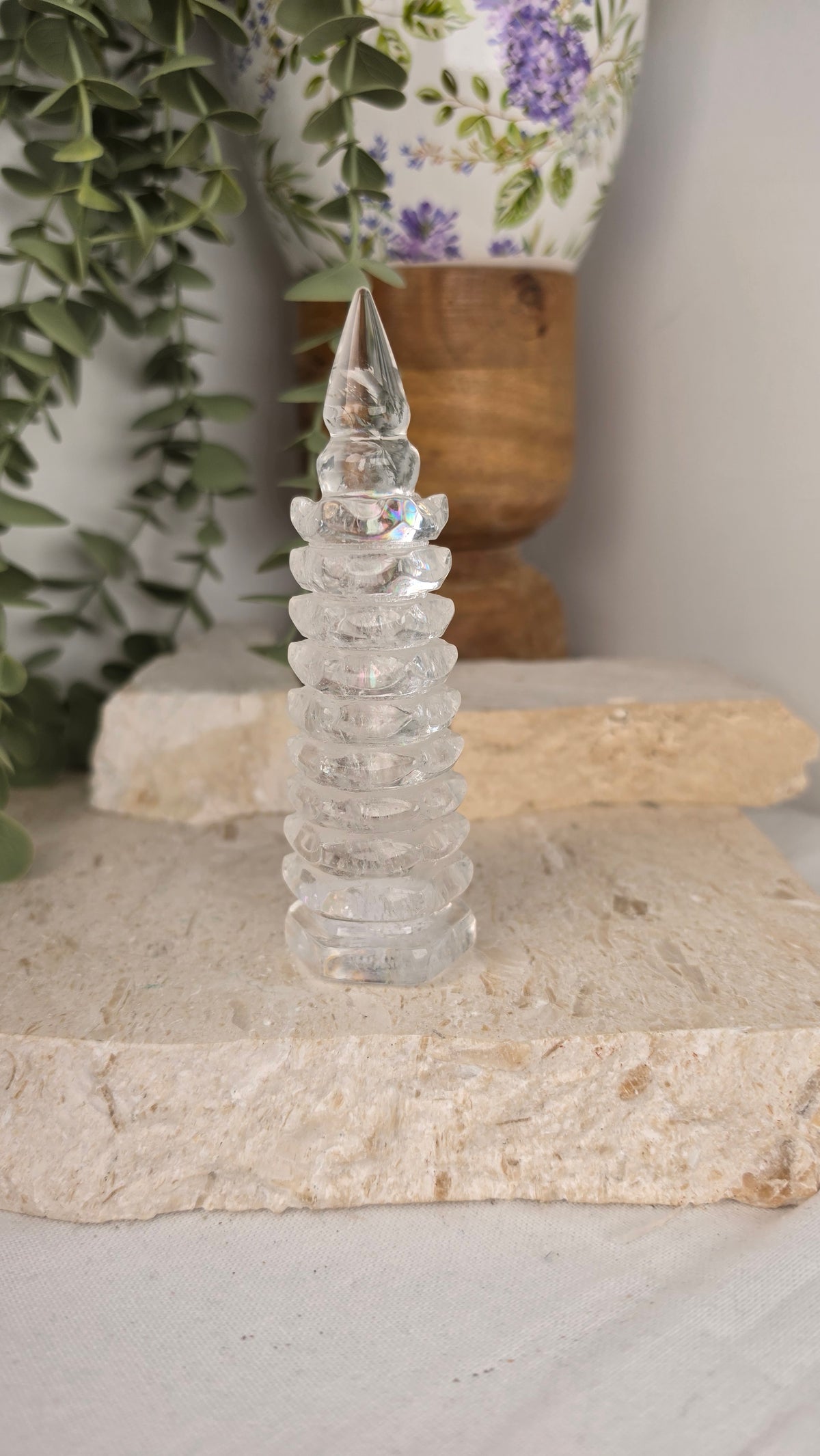 AAA Grade Clear Quartz Pagoda Tower