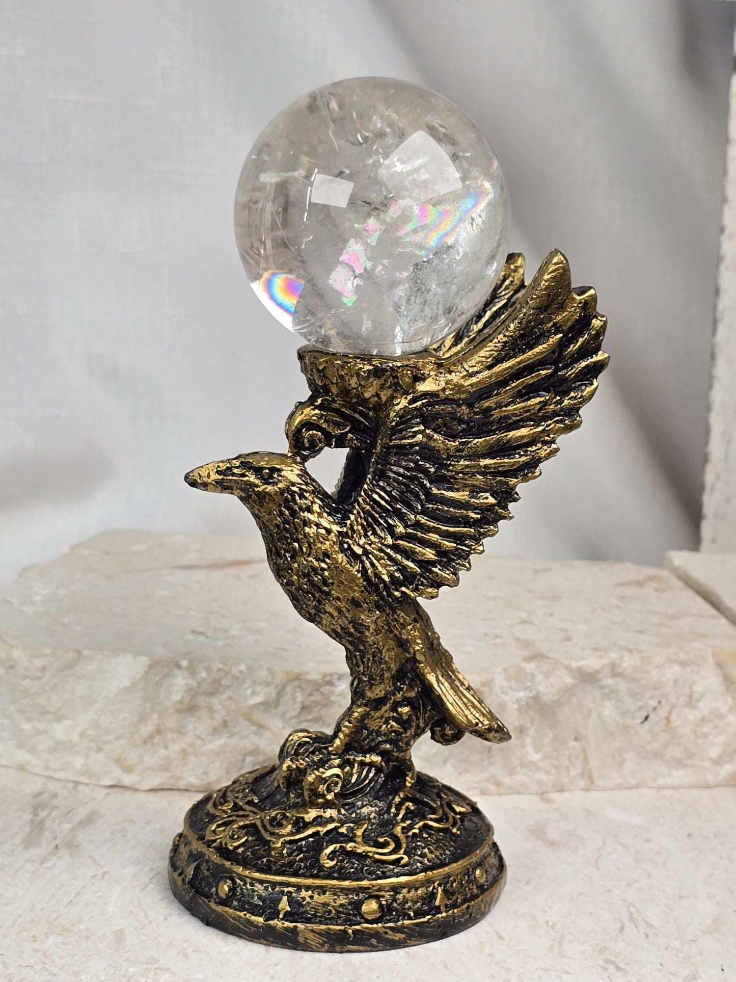 Resin Crow Sphere Stands