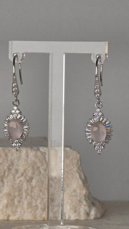Rose Quartz Earrings Sterling Silver