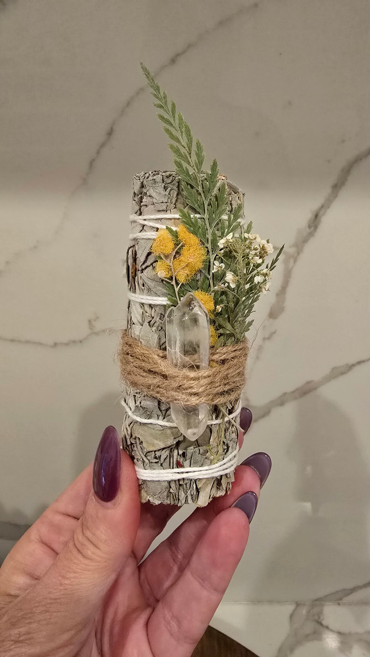 Californian White Sage Sticks with Clear Quartz