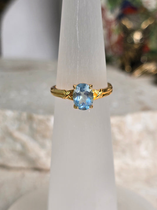 Blue Topaz gold plated Sterling silver adjustable Ring