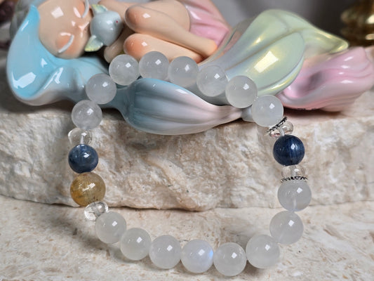 Moonstone/Blue Kyanite & Citrine 6mm Bead Bracelet
