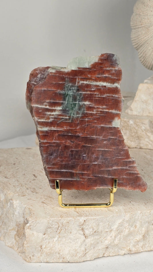 Sunstone/iolite & green Tourmaline slab