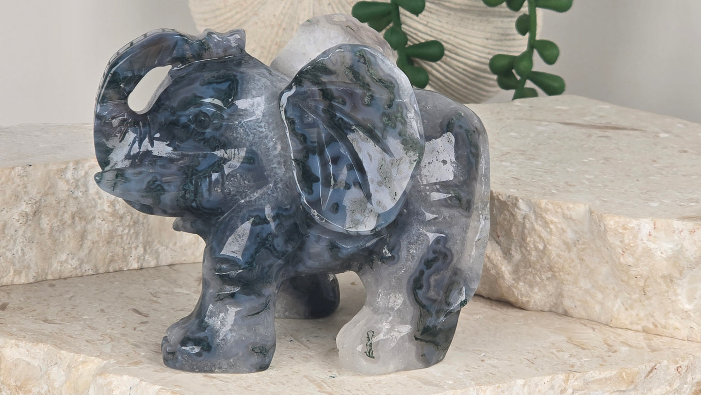 Moss Agate Elephant