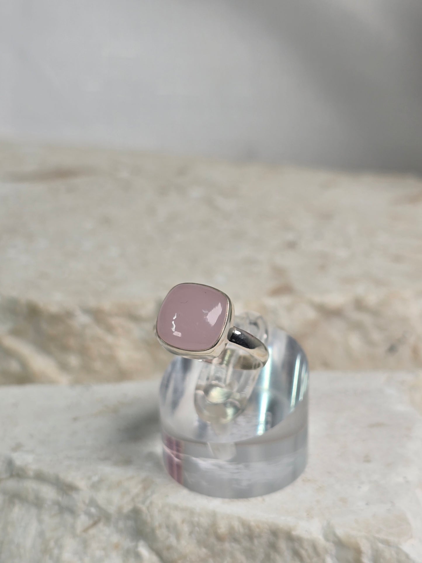 Rose Quartz Size 6 Sterling Silver ring