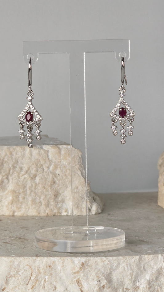 Ruby Earrings Sterling Silver