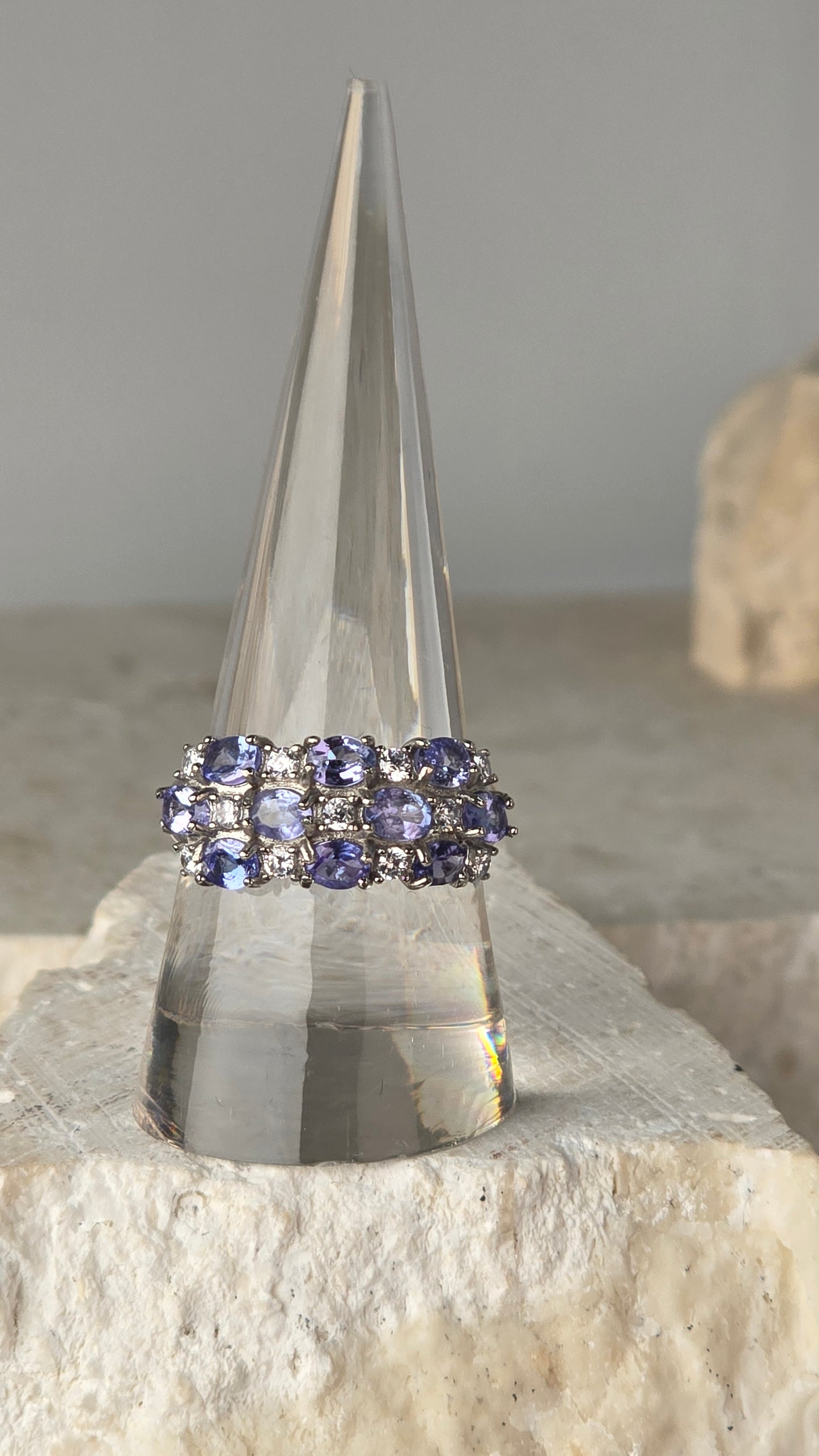 Iolite Sterling Silver Ring adjustable band