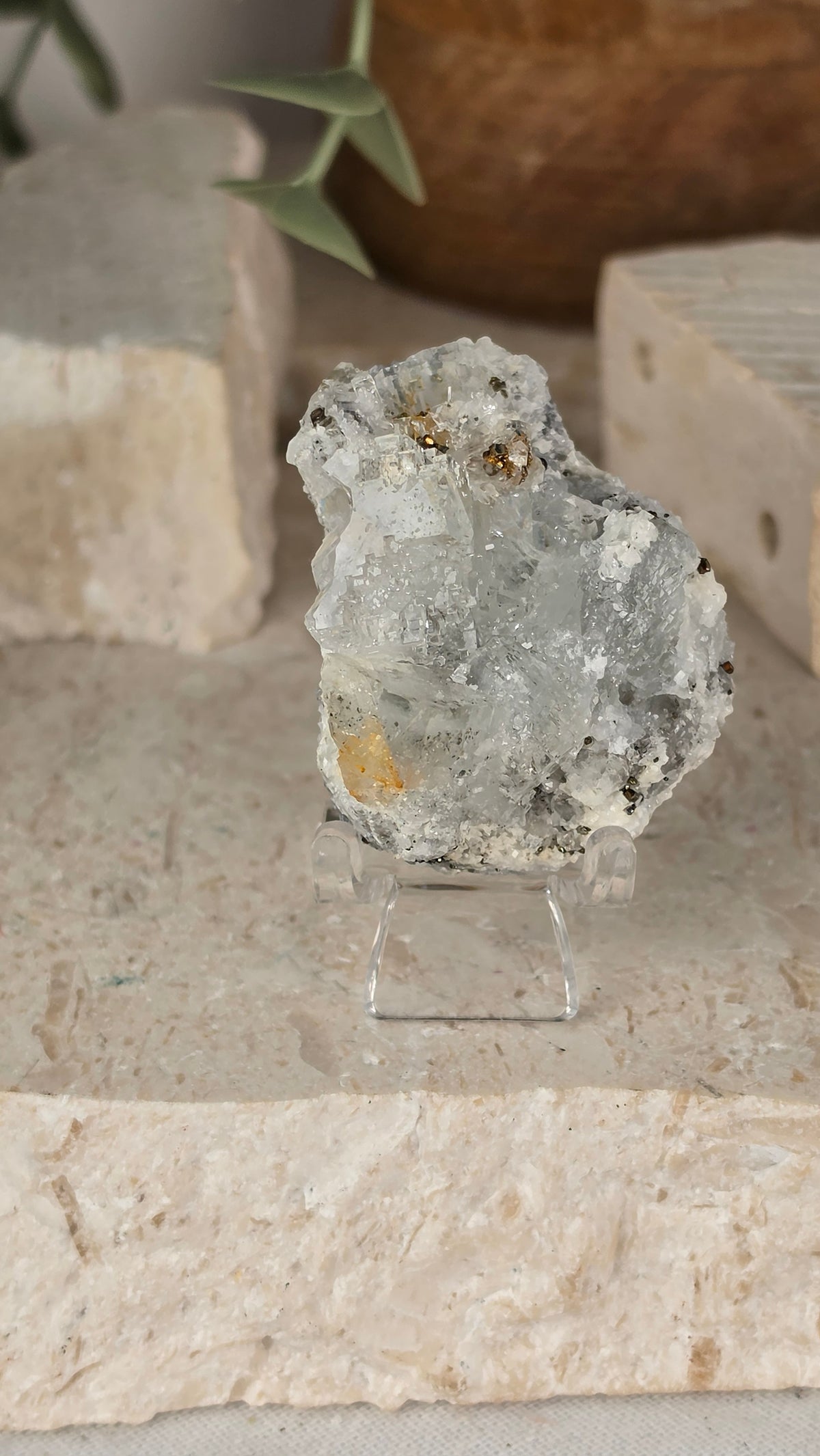 White Fluorite & Pyrite Specimen
