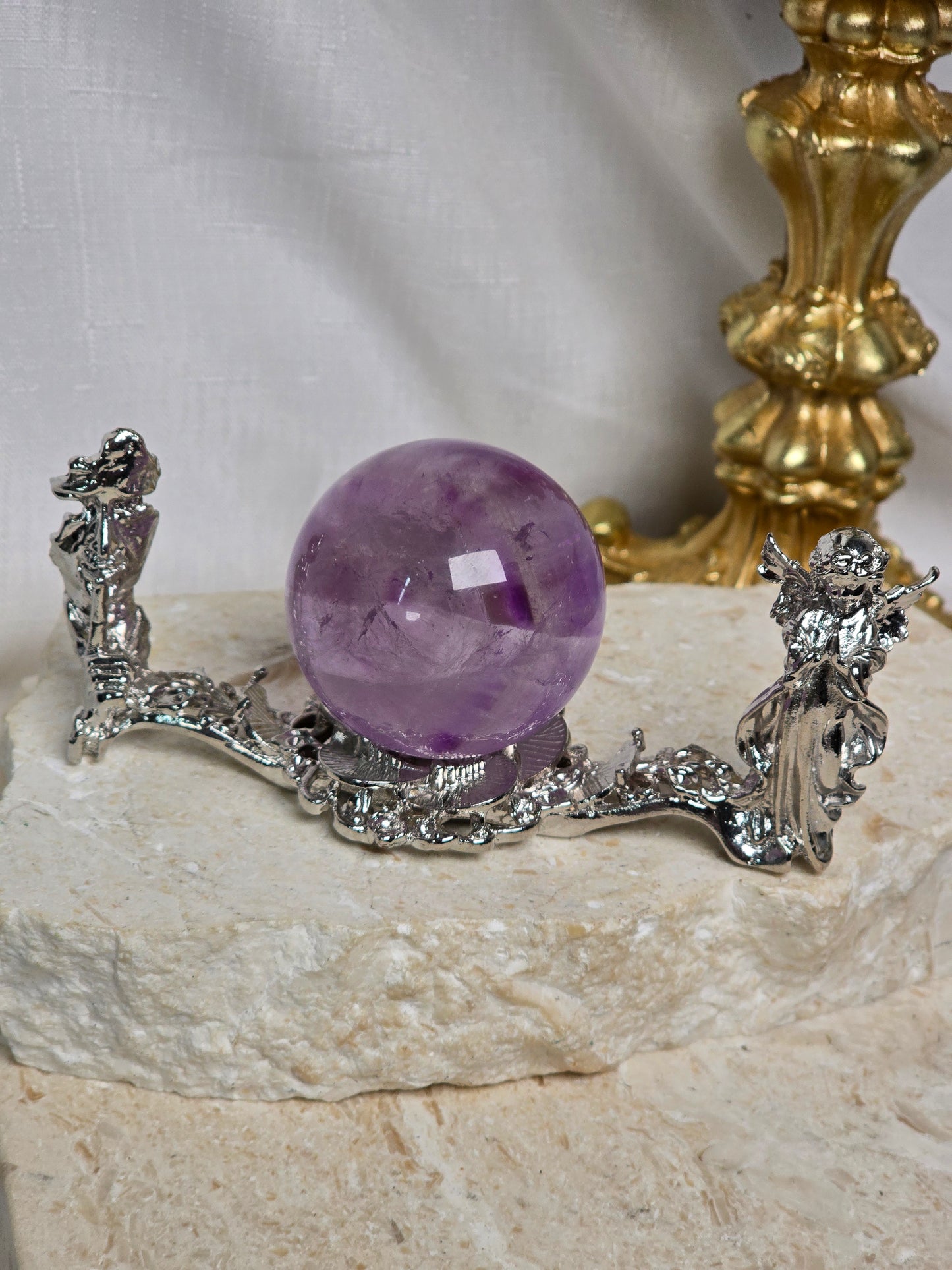 Silver Angel & Face Sphere stand