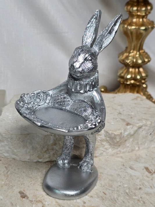 Silver Resin Rabbit Display Stand
