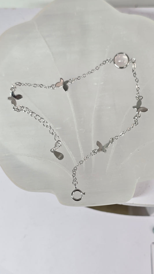 Rose Quartz Sterling Silver Bracelet
