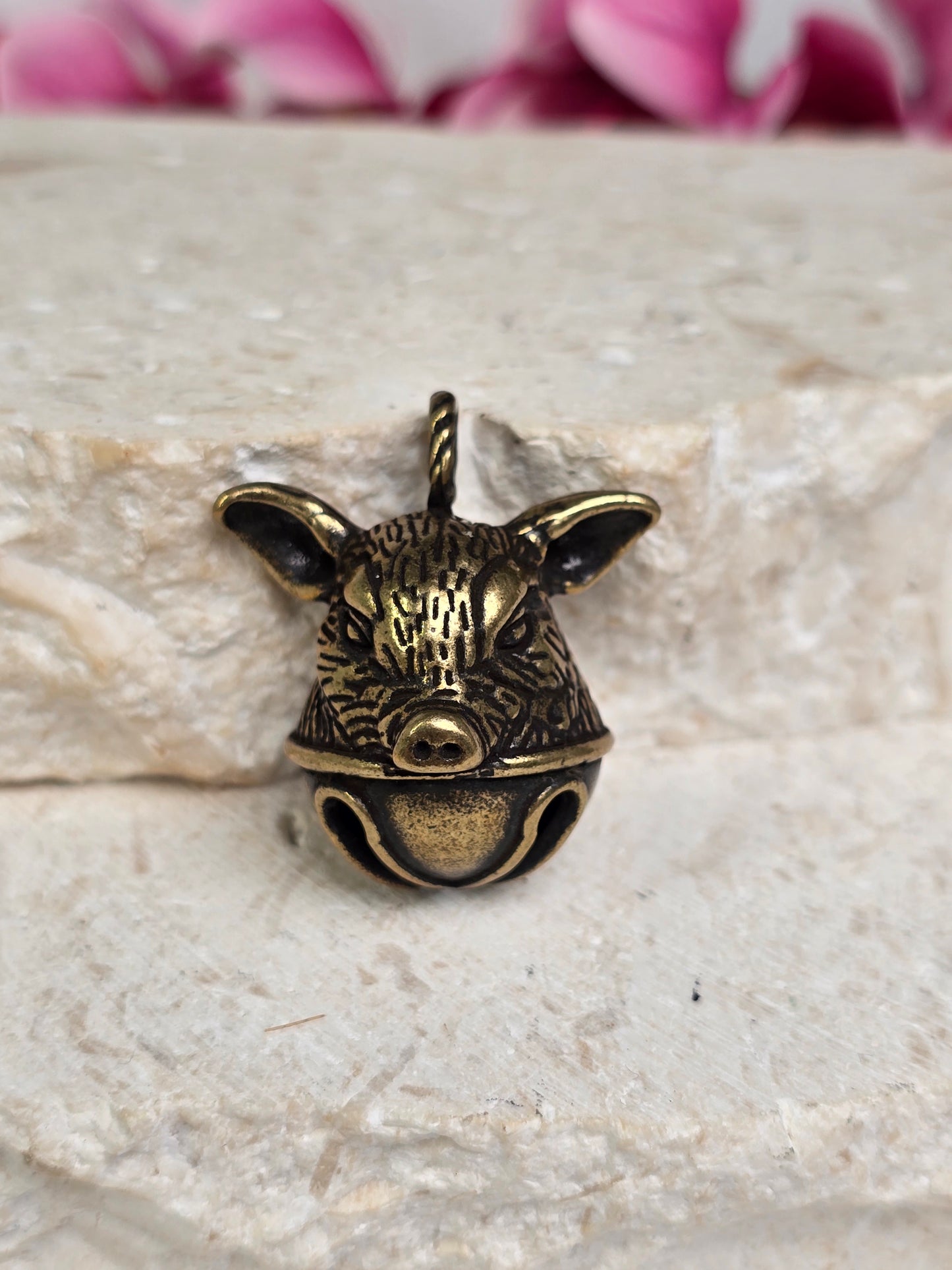 Brass Little Pig Bell Charma