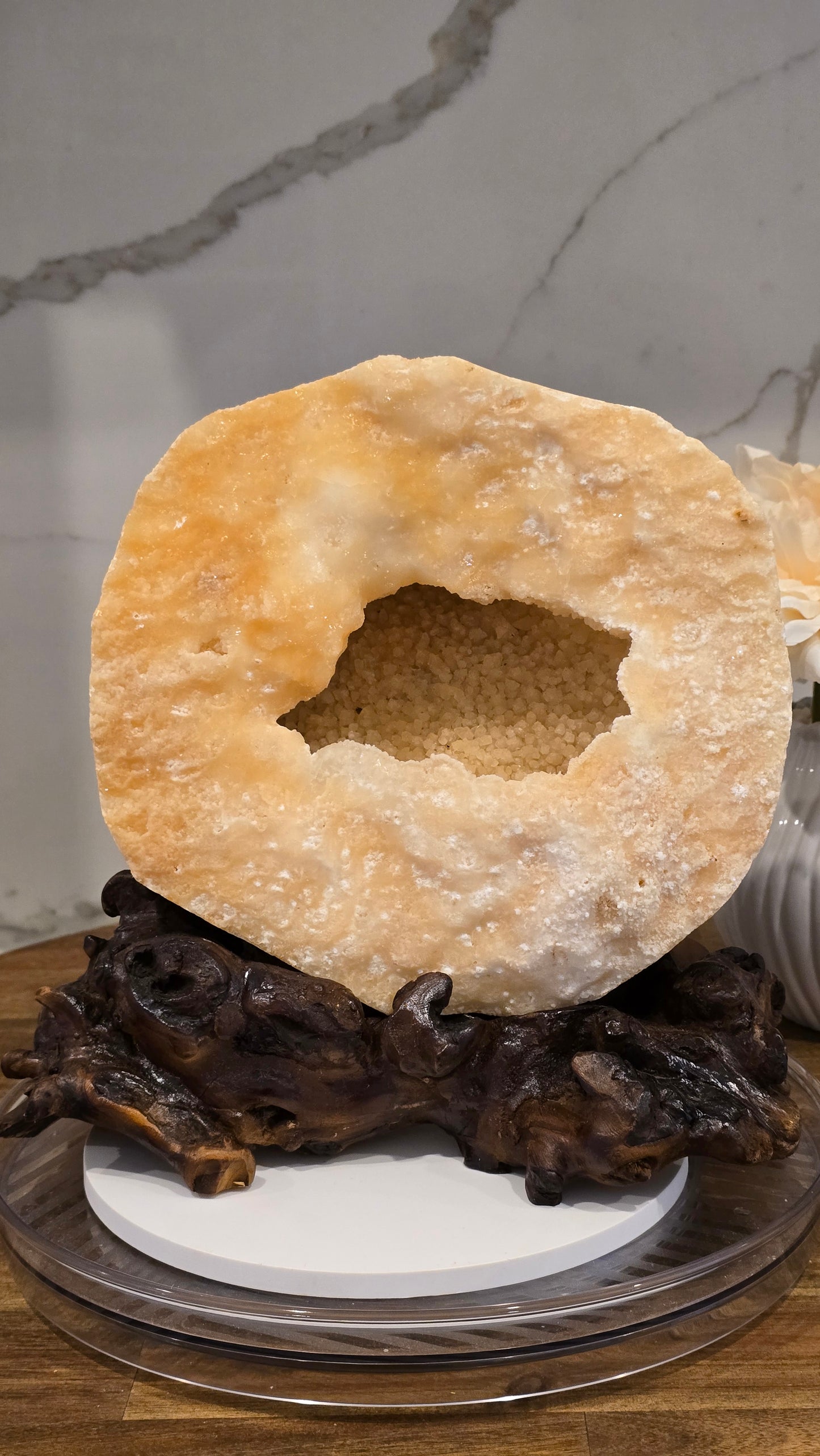 XL Collectors Statement Piece Peach Calcite Slow Growth Geode