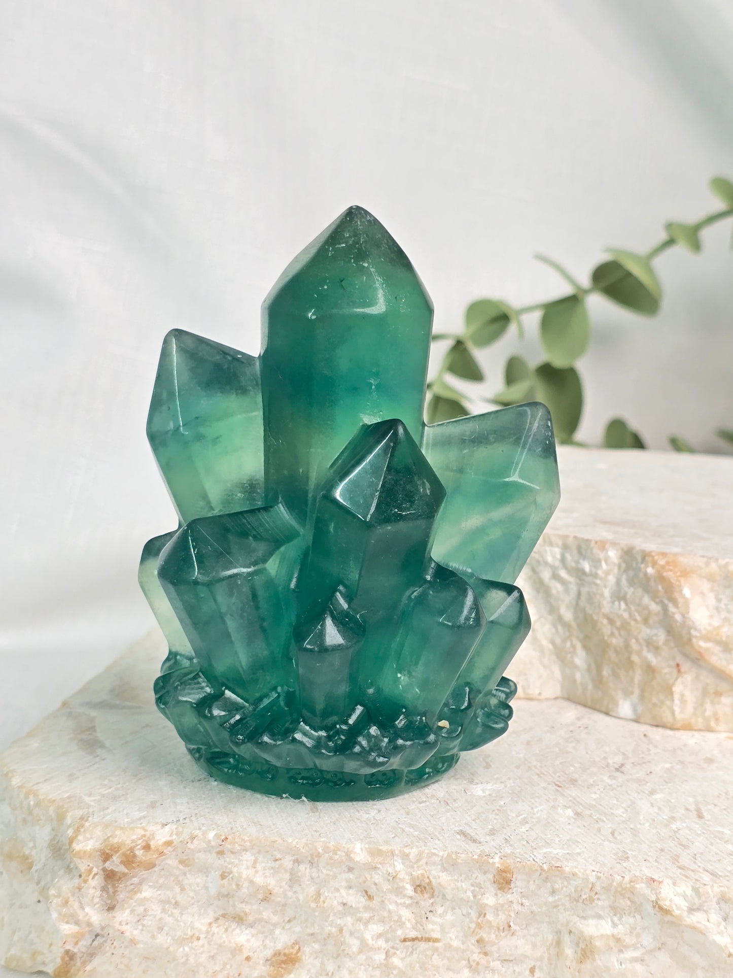 Green Fluorite Cluster Carving