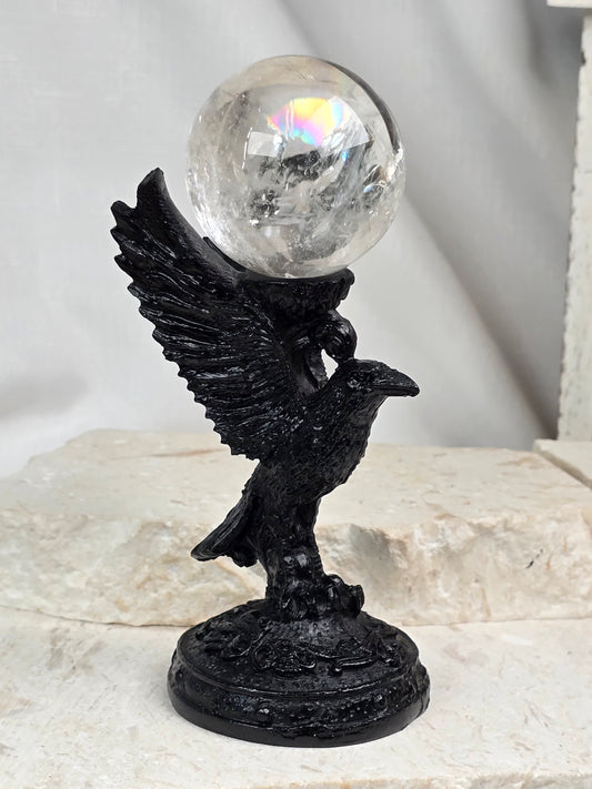 Resin Crow Sphere Stands