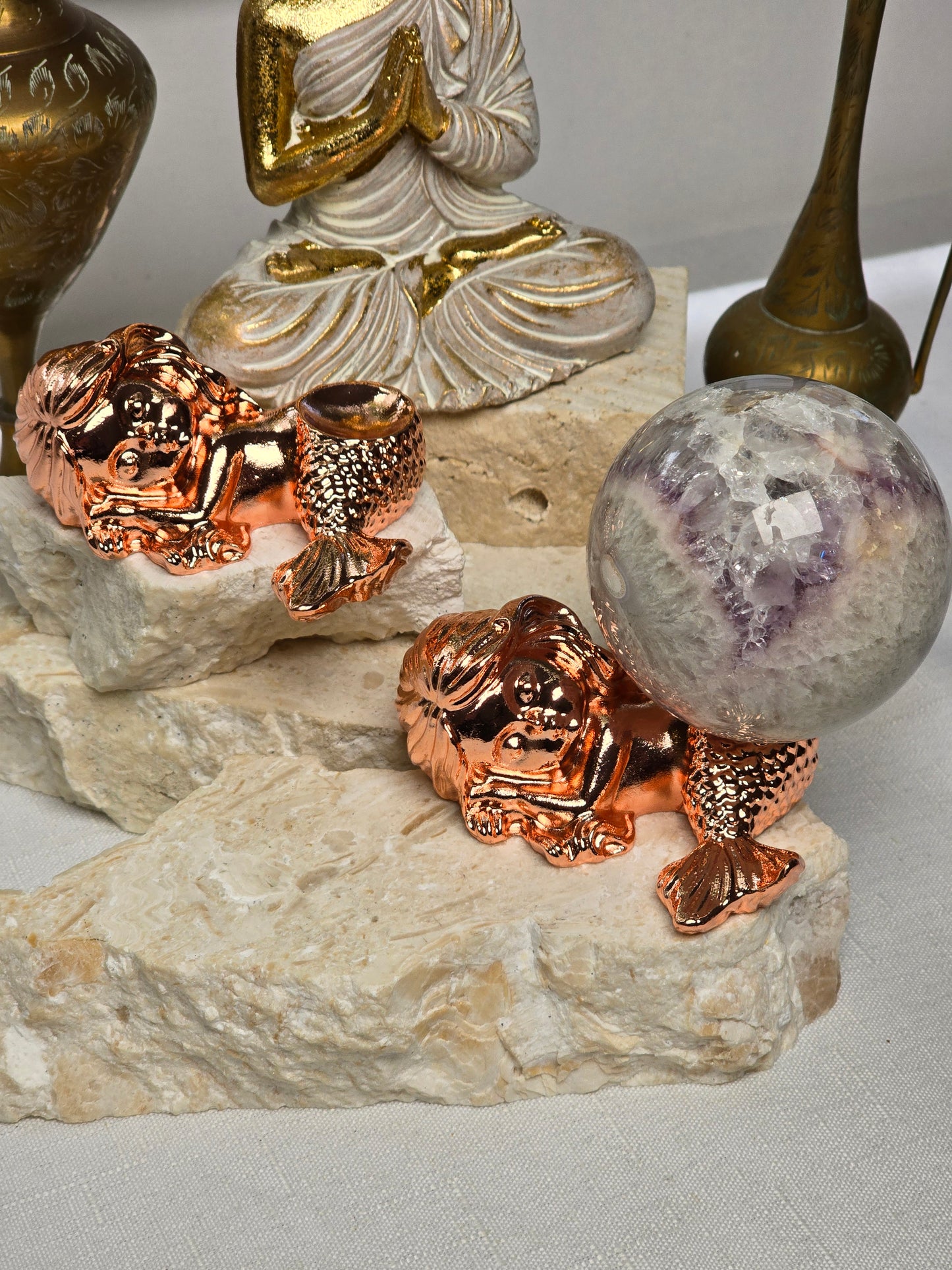 Rose Gold metal Little Mermaid Sphere Stand