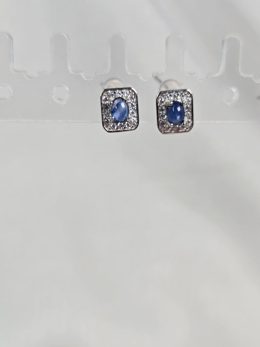 Saphire Sterling Silver stud Earrings