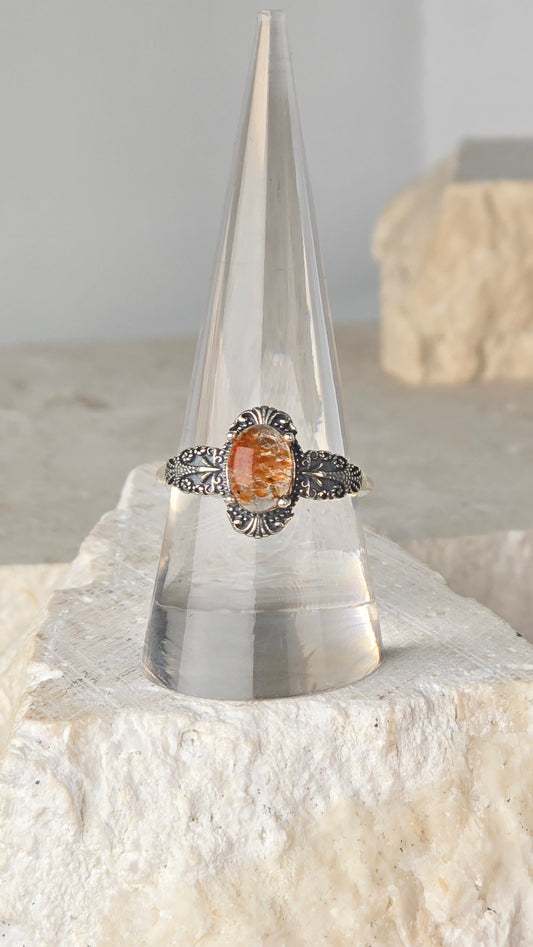 Sunstone Sterling Silver Ring adjustable band