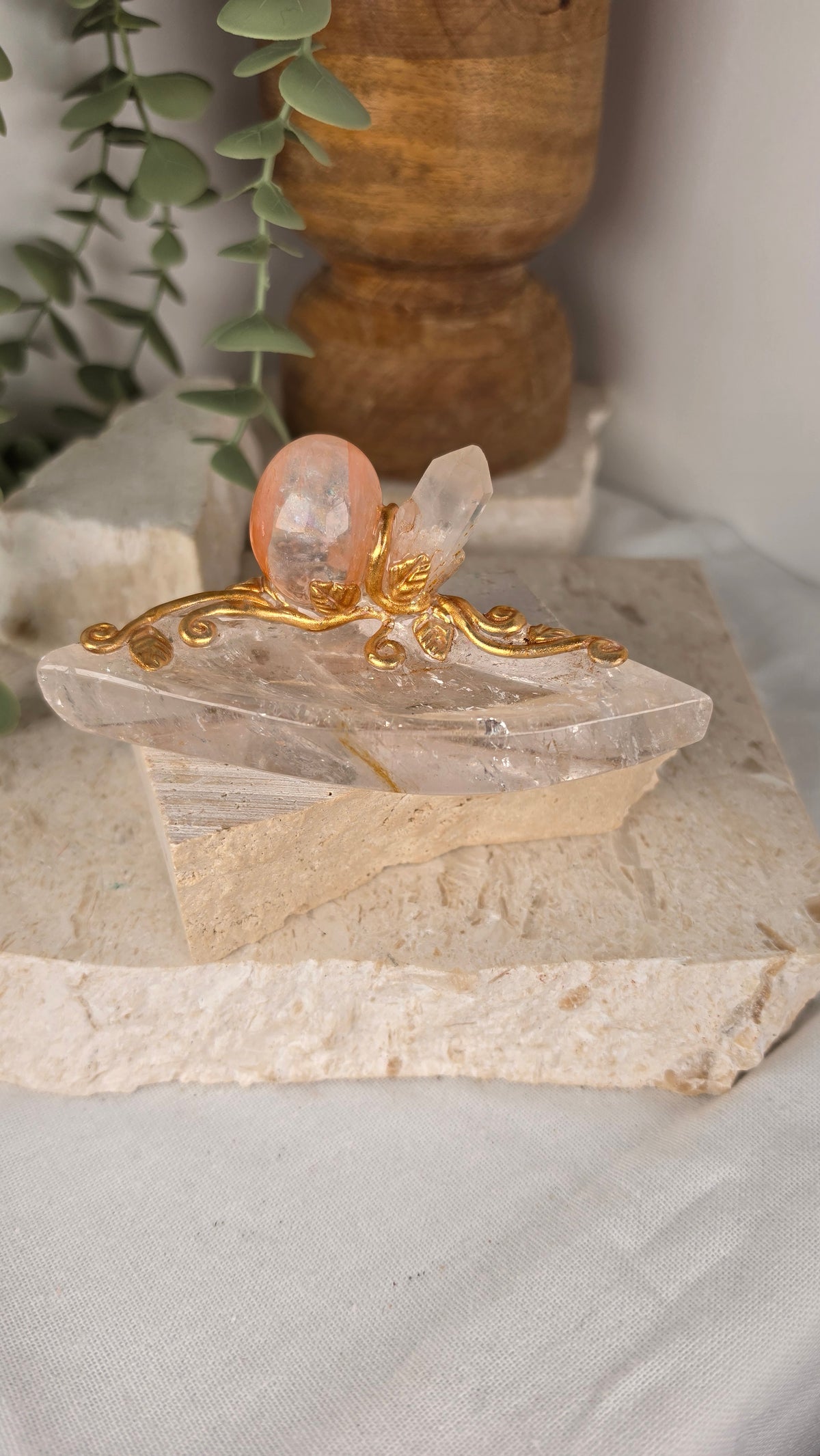 Clear Quartz & Fire Quartz Mermaid Trinket Dish