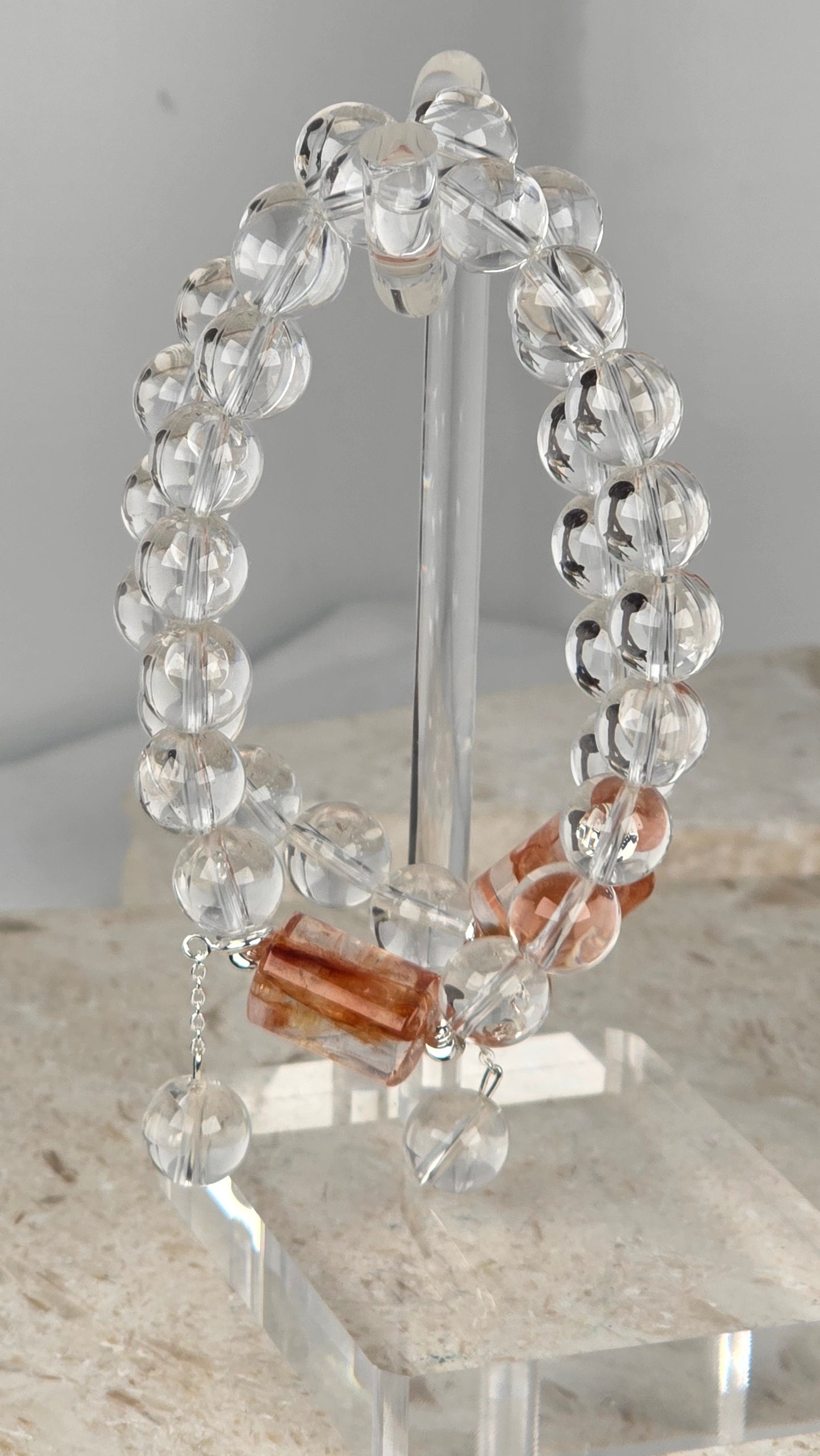AAA Clear Quartz & Fire Quartz Bracelet