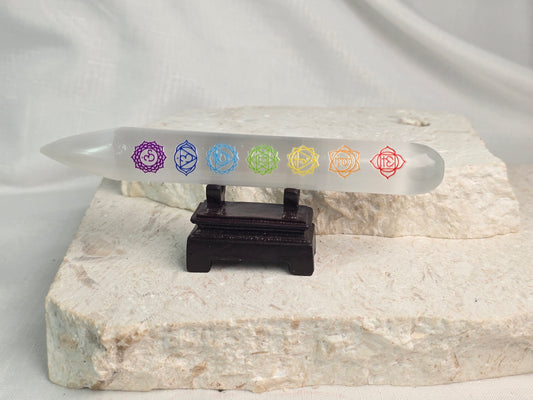 Chakra Selenite wand & stand