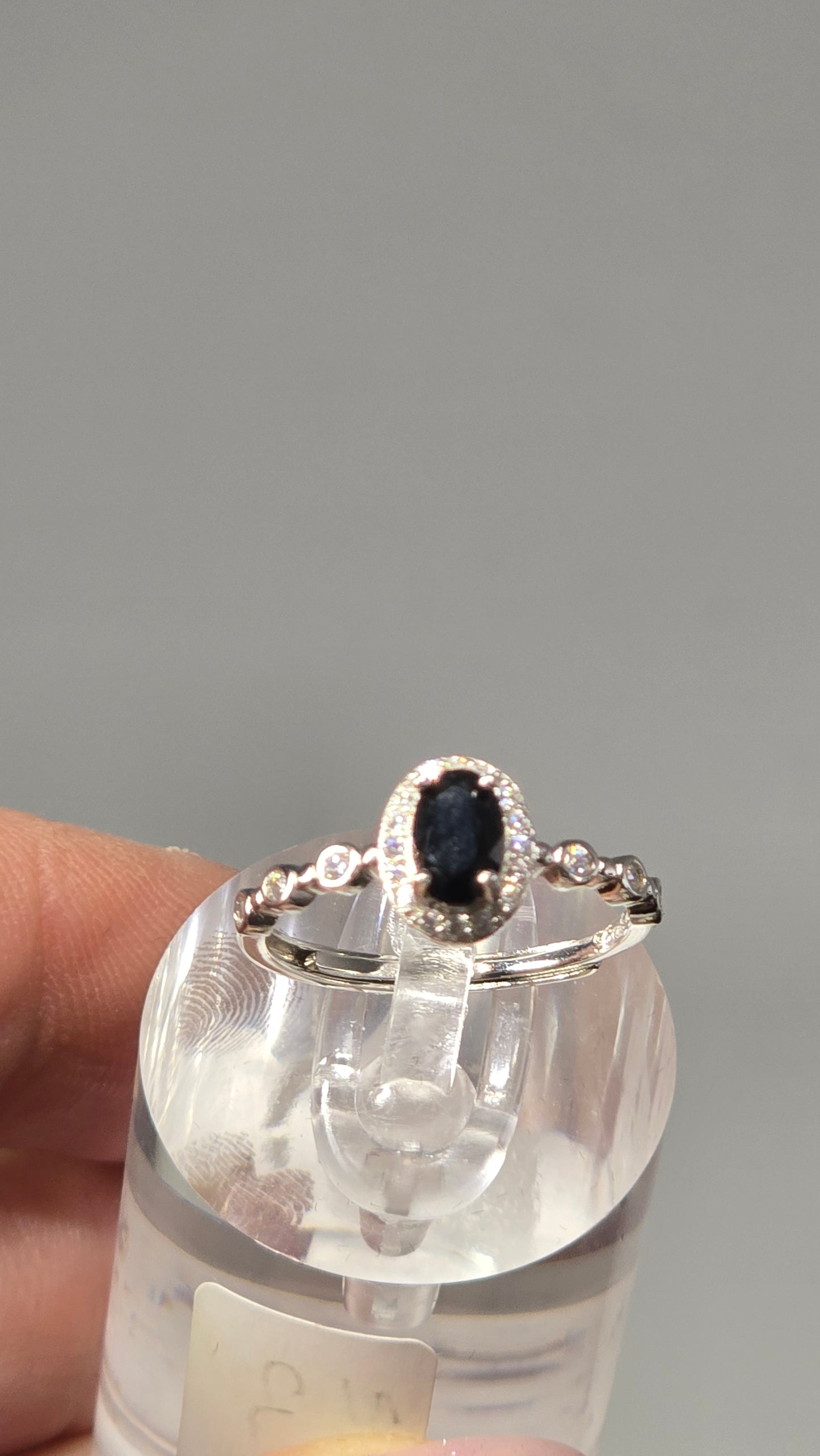 Black Spinel Sterling Silver Ring adjustable band