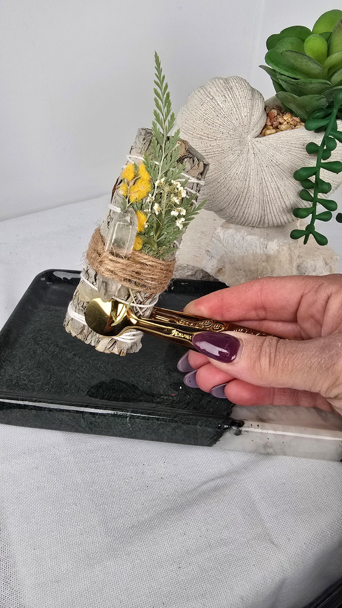 Metal Sage Stick & Incense Tongs
