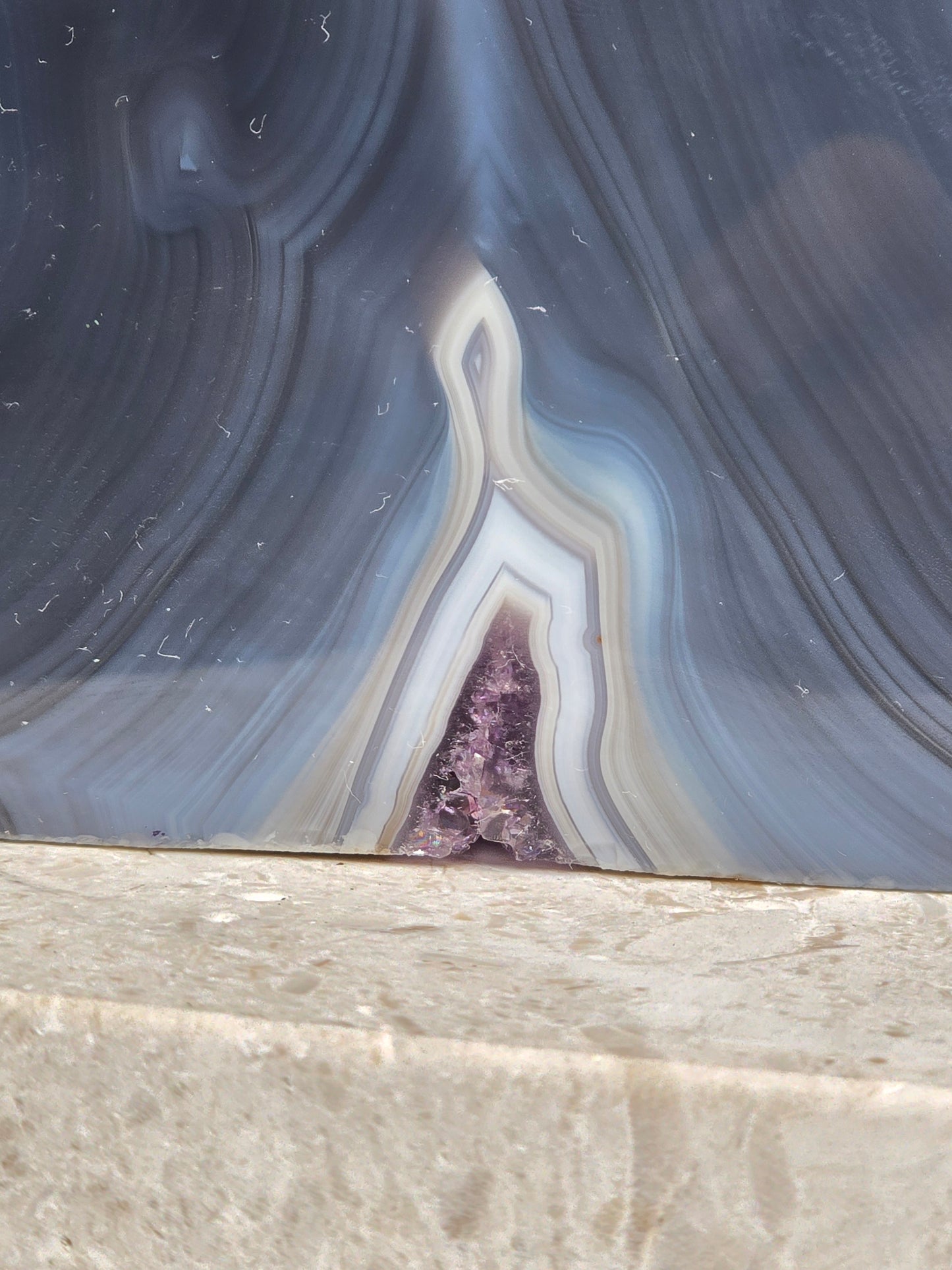 Amethyst in Agate Geode Slice