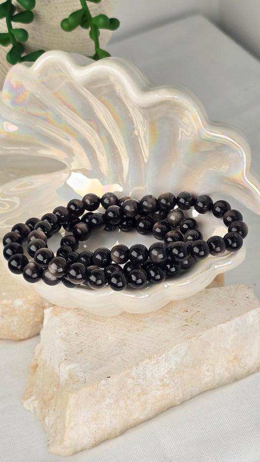 Silver Sheen Obsidian Agate Bracelet