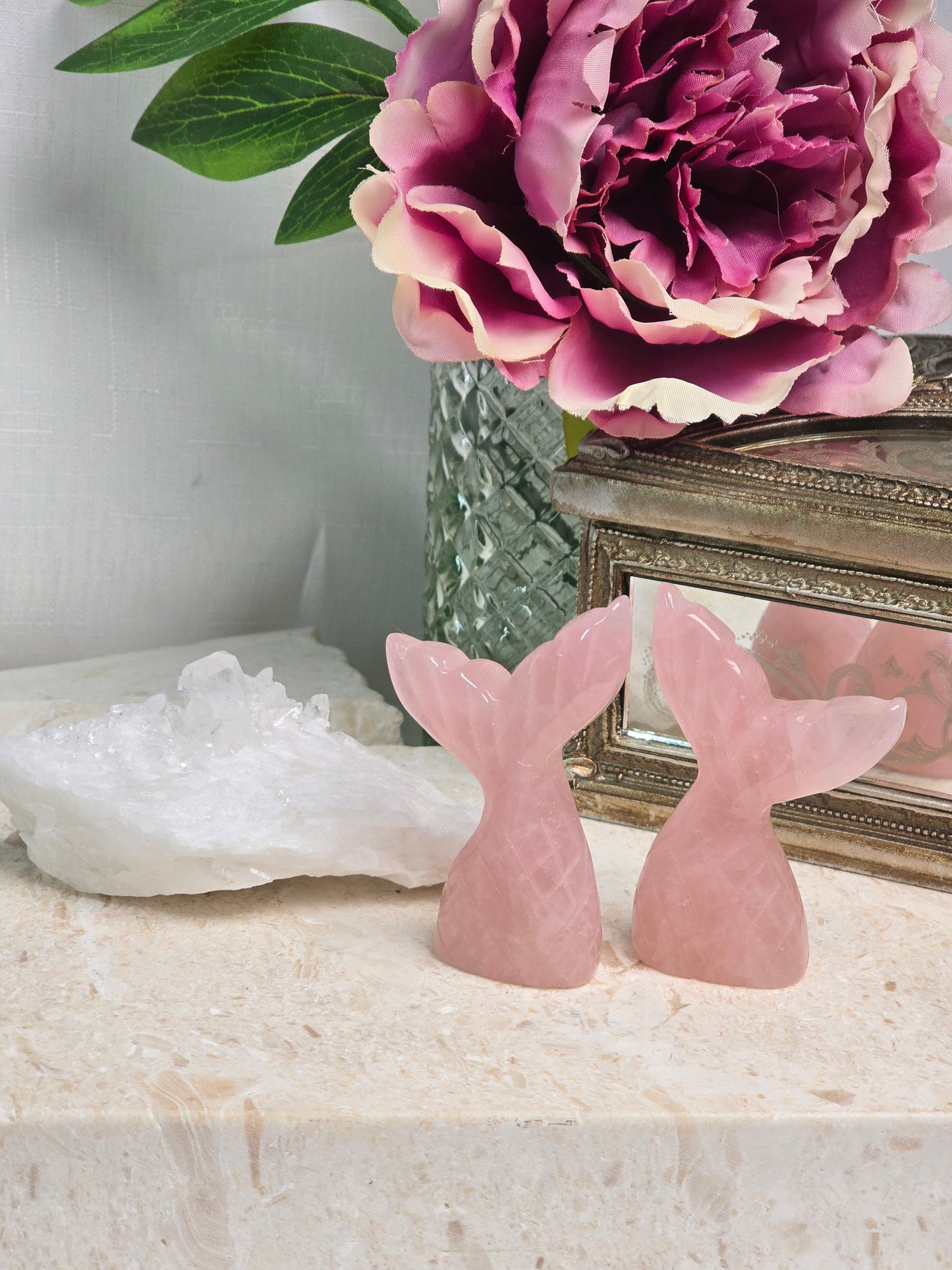 Rose Quartz Whale Tails