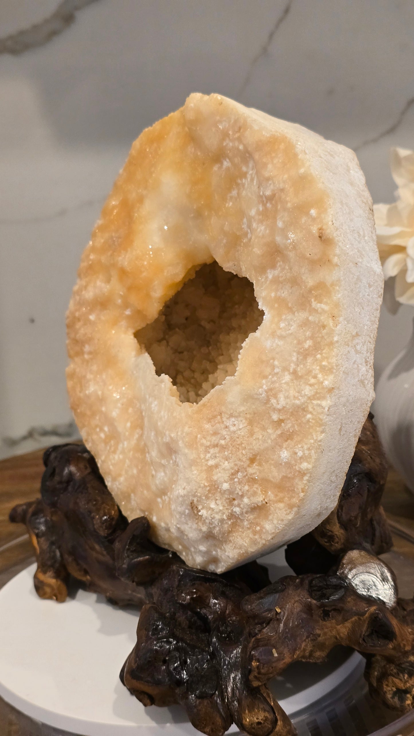 XL Collectors Statement Piece Peach Calcite Slow Growth Geode