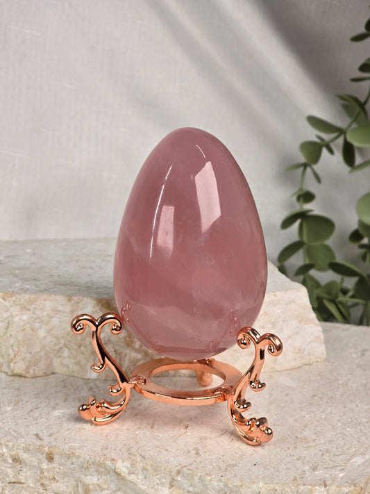 Madagascan Rose Quartz Egg & stand