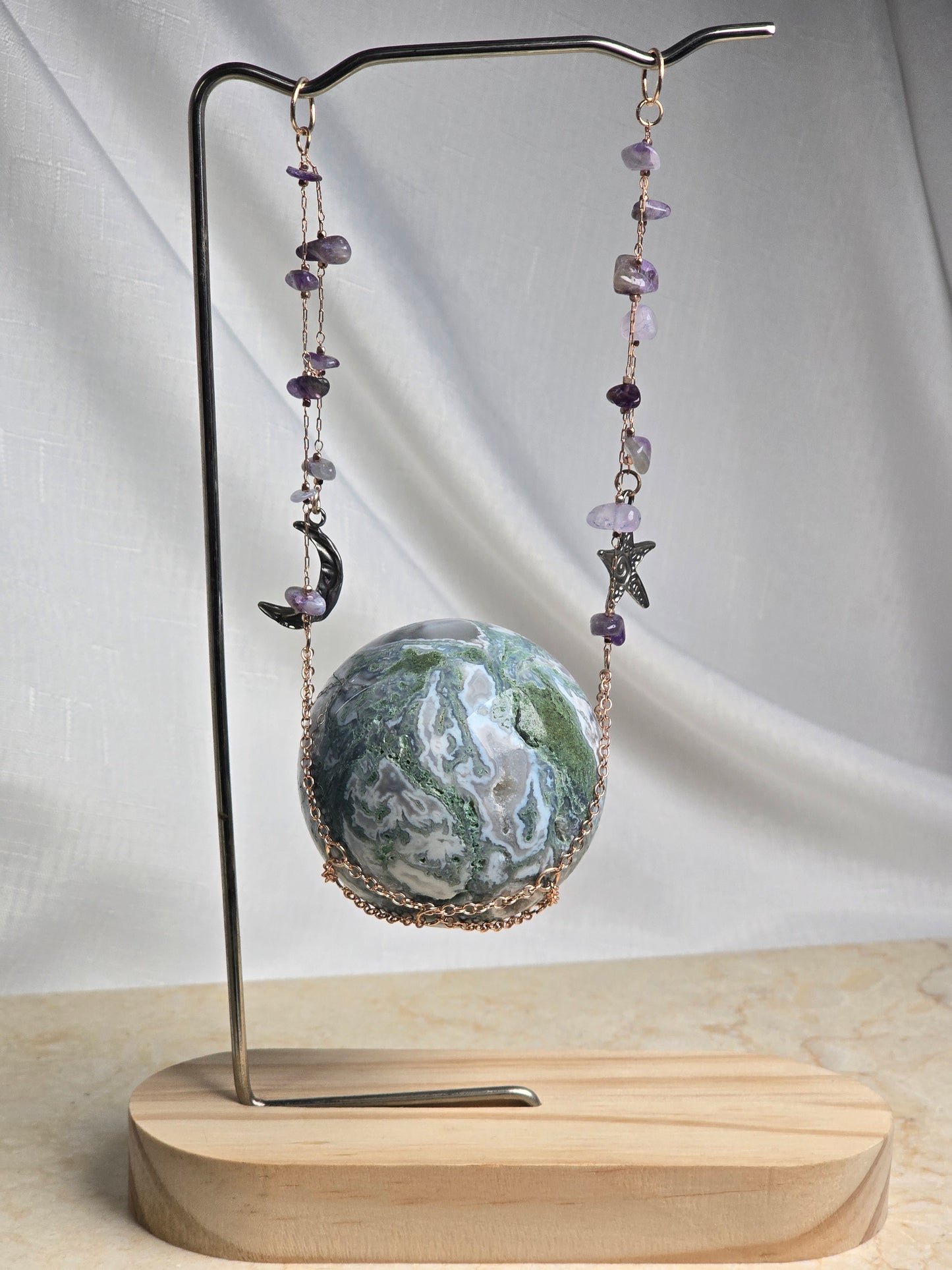 Amethyst Chain Swing Sphere Stand