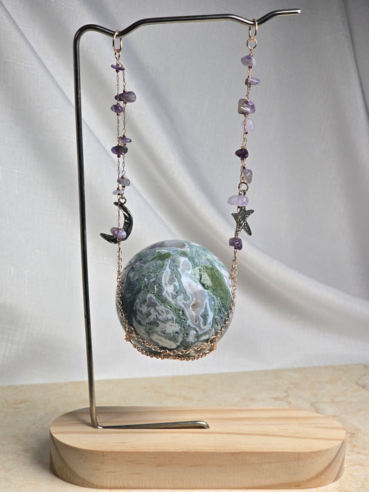 Amethyst Chain Swing Sphere Stand