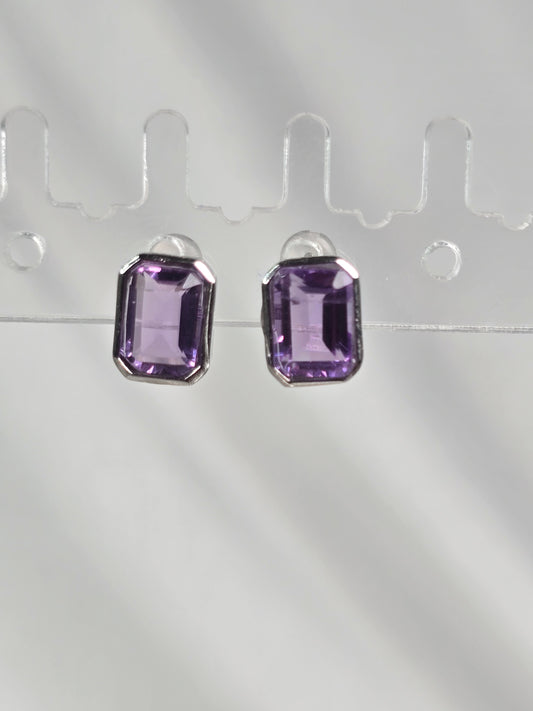 Amethyst Sterling Silver stud Earrings