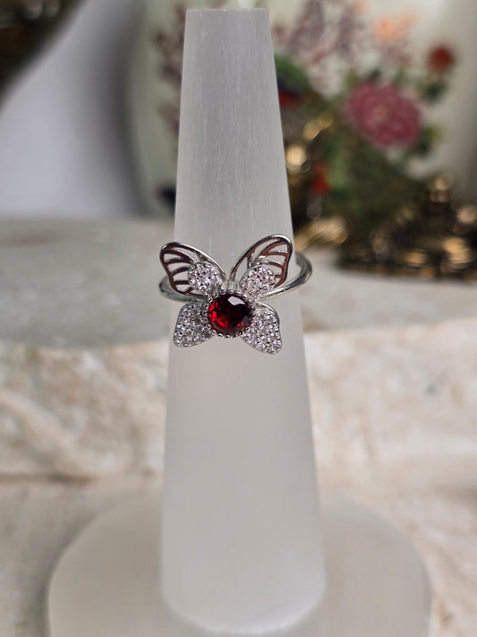 Double Butterfly Sterling Silver adjustable Spinner rings