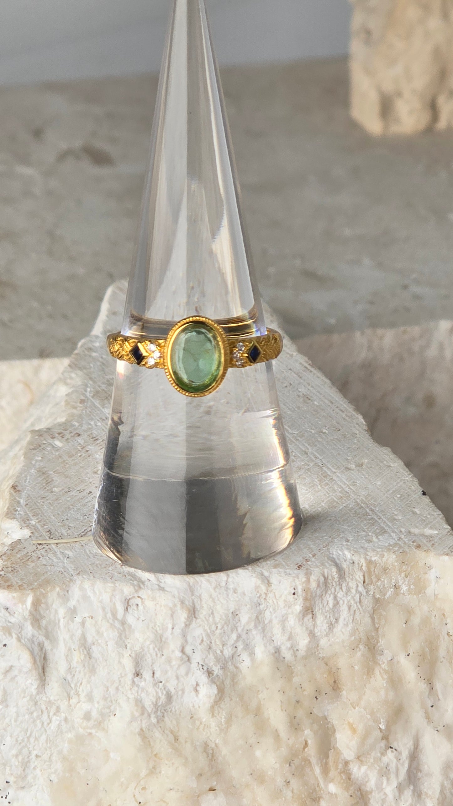 Titanite Sterling Silver/gold plated Ring adjustable band