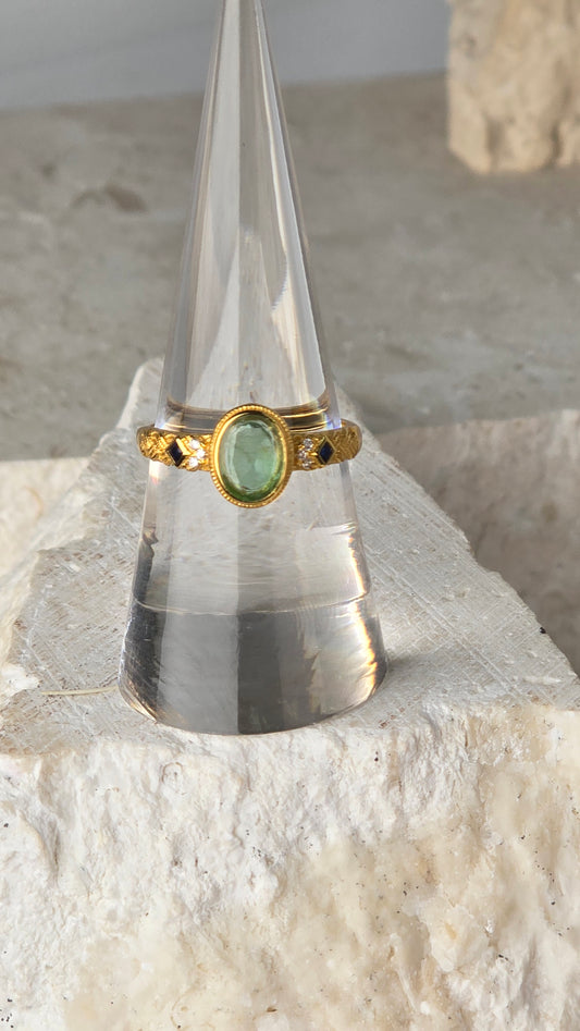 Titanite Sterling Silver/gold plated Ring adjustable band