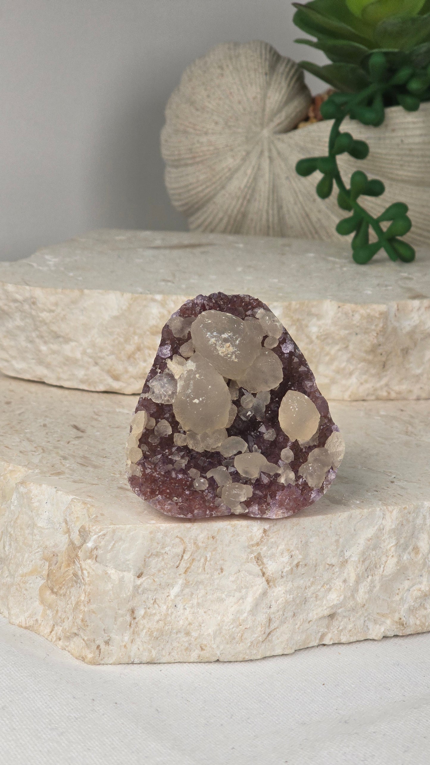 Candy Amethyst with Calcite cut base freeform